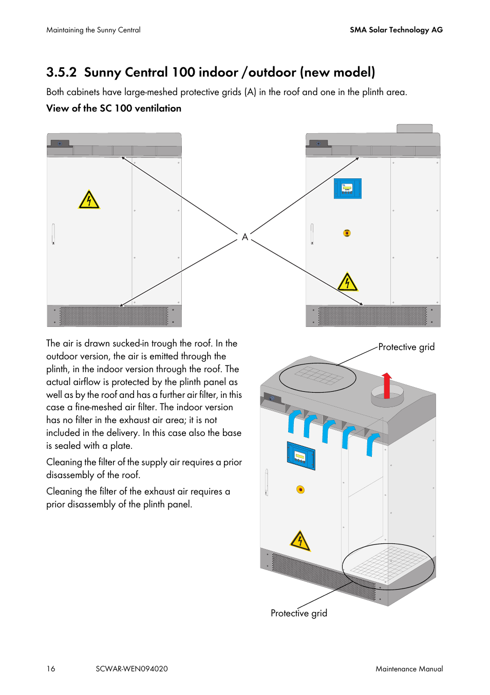 2 sunny central 100 indoor /outdoor (new model), Sunny central 100 indoor /outdoor (new model) | SMA SUNNY CENTRAL Maintenance manual User Manual | Page 16 / 68
