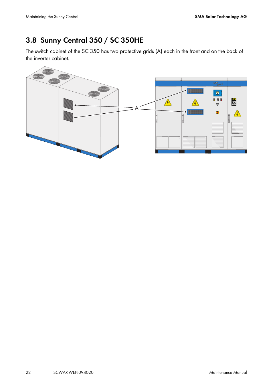 8 sunny central 350 / sc 350he, Sunny central 350 / sc 350he | SMA SUNNY CENTRAL Maintenance manual User Manual | Page 22 / 68