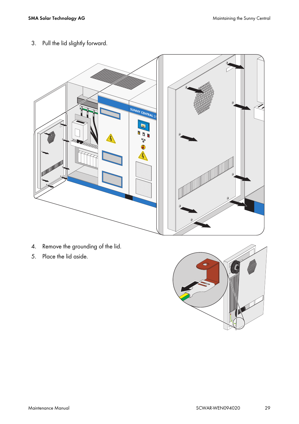 SMA SUNNY CENTRAL Maintenance manual User Manual | Page 29 / 68