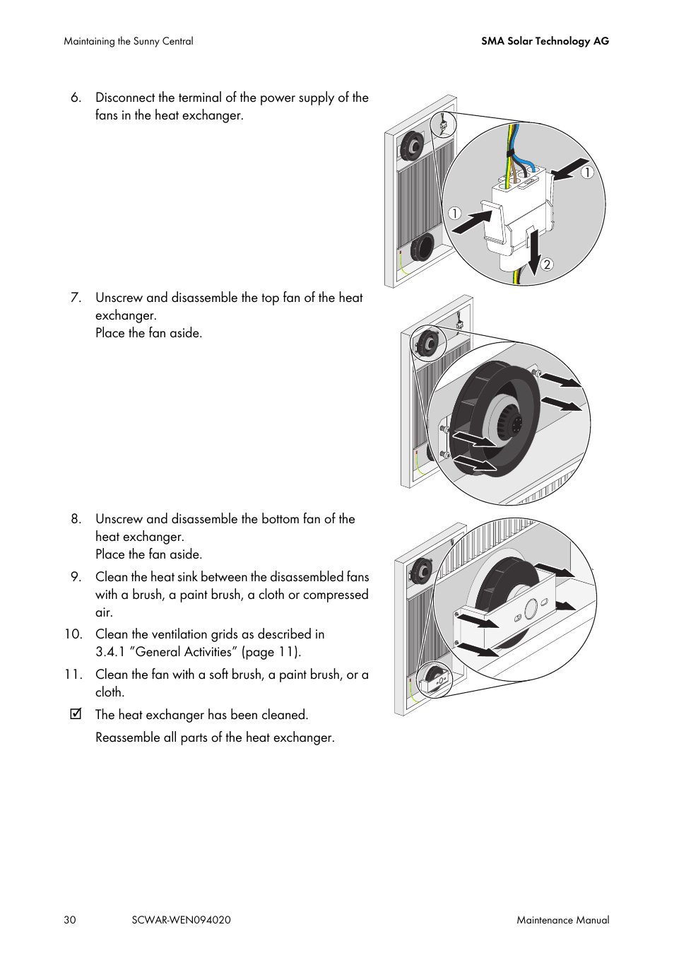SMA SUNNY CENTRAL Maintenance manual User Manual | Page 30 / 68
