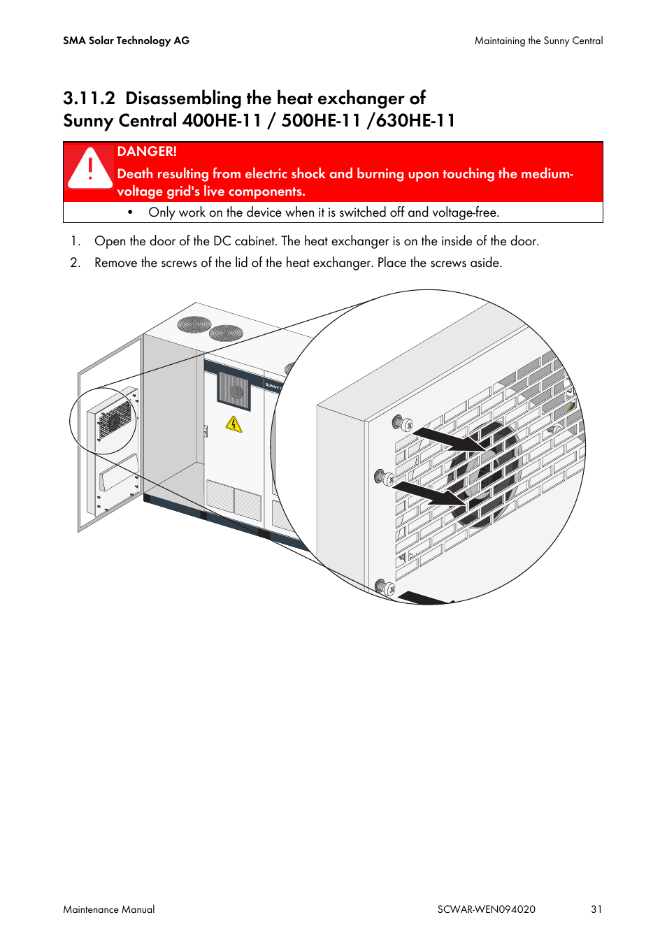 SMA SUNNY CENTRAL Maintenance manual User Manual | Page 31 / 68