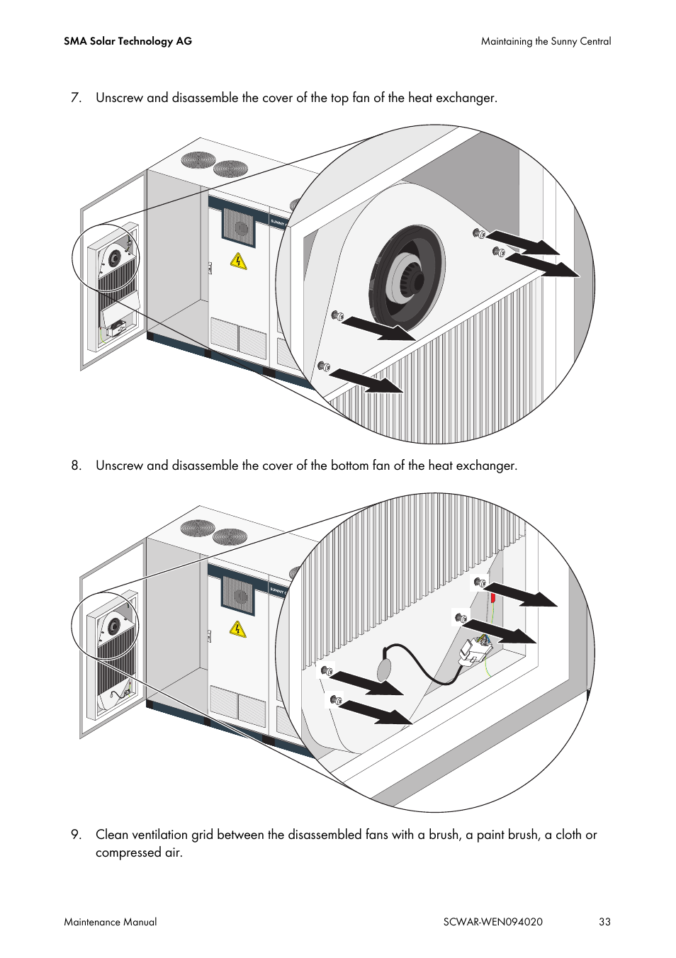SMA SUNNY CENTRAL Maintenance manual User Manual | Page 33 / 68