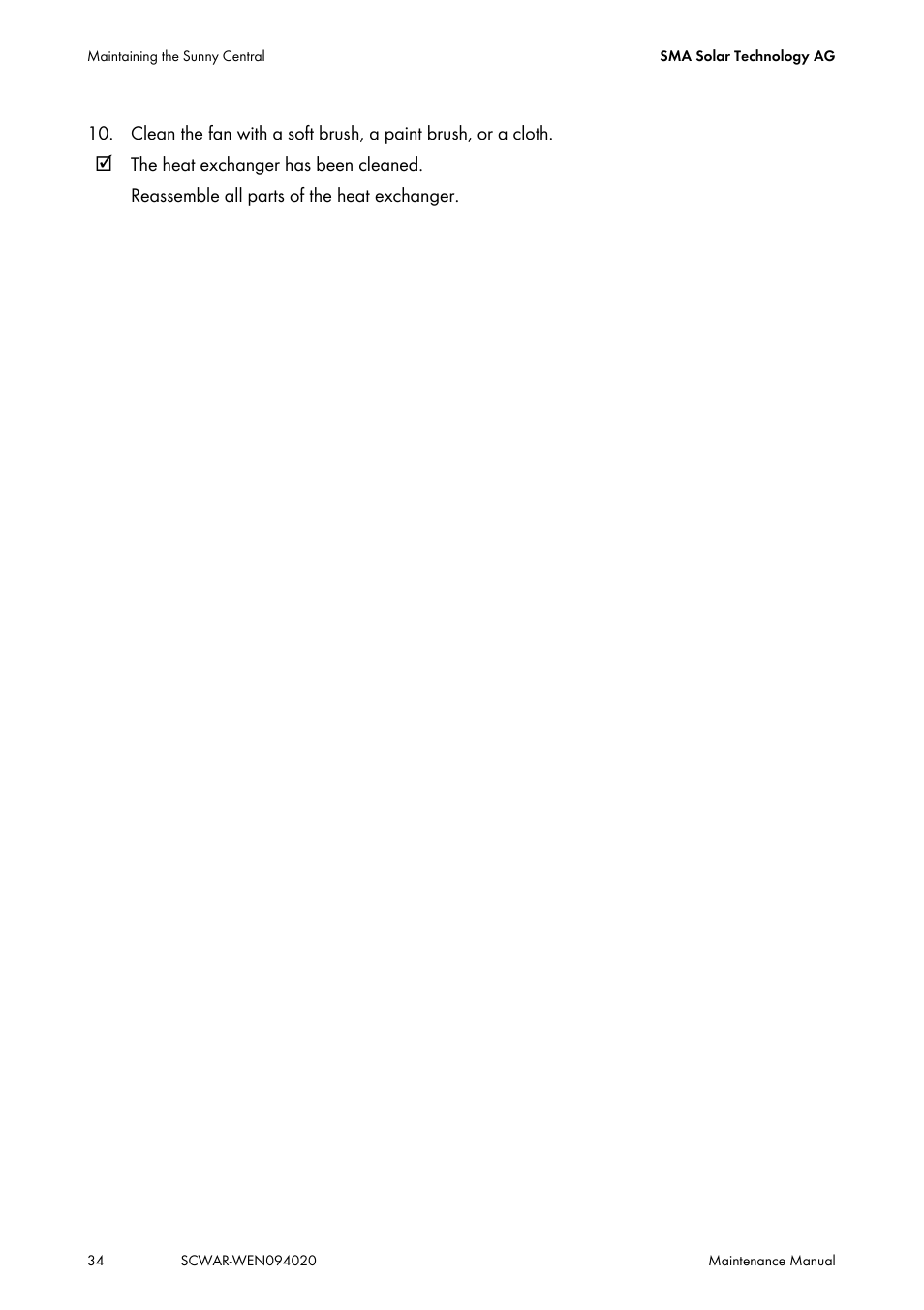 SMA SUNNY CENTRAL Maintenance manual User Manual | Page 34 / 68