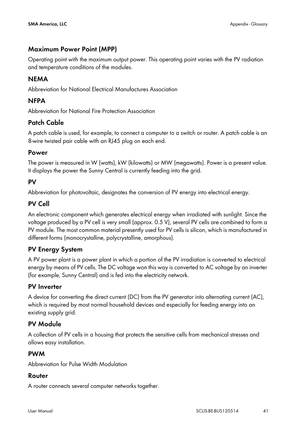 SMA SC 250U User Manual | Page 41 / 44