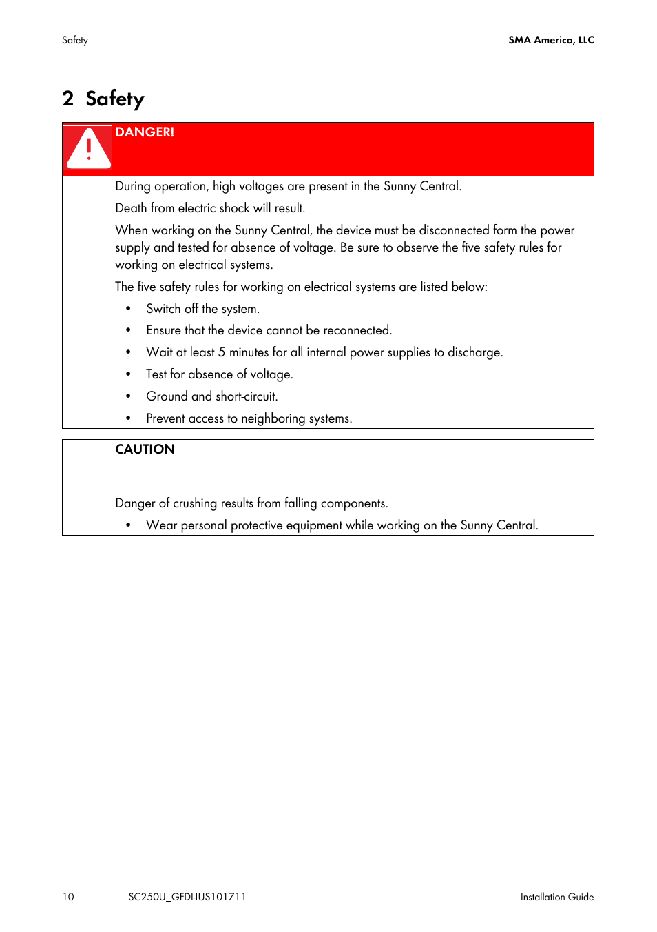 2 safety | SMA SC 250U Installation User Manual | Page 10 / 20
