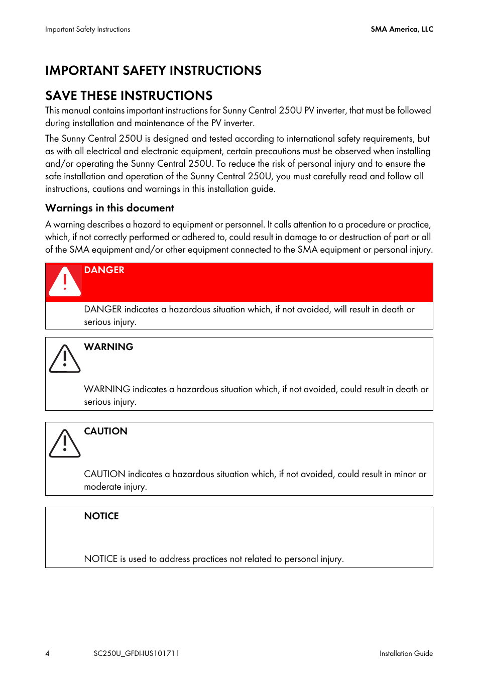 SMA SC 250U Installation User Manual | Page 4 / 20