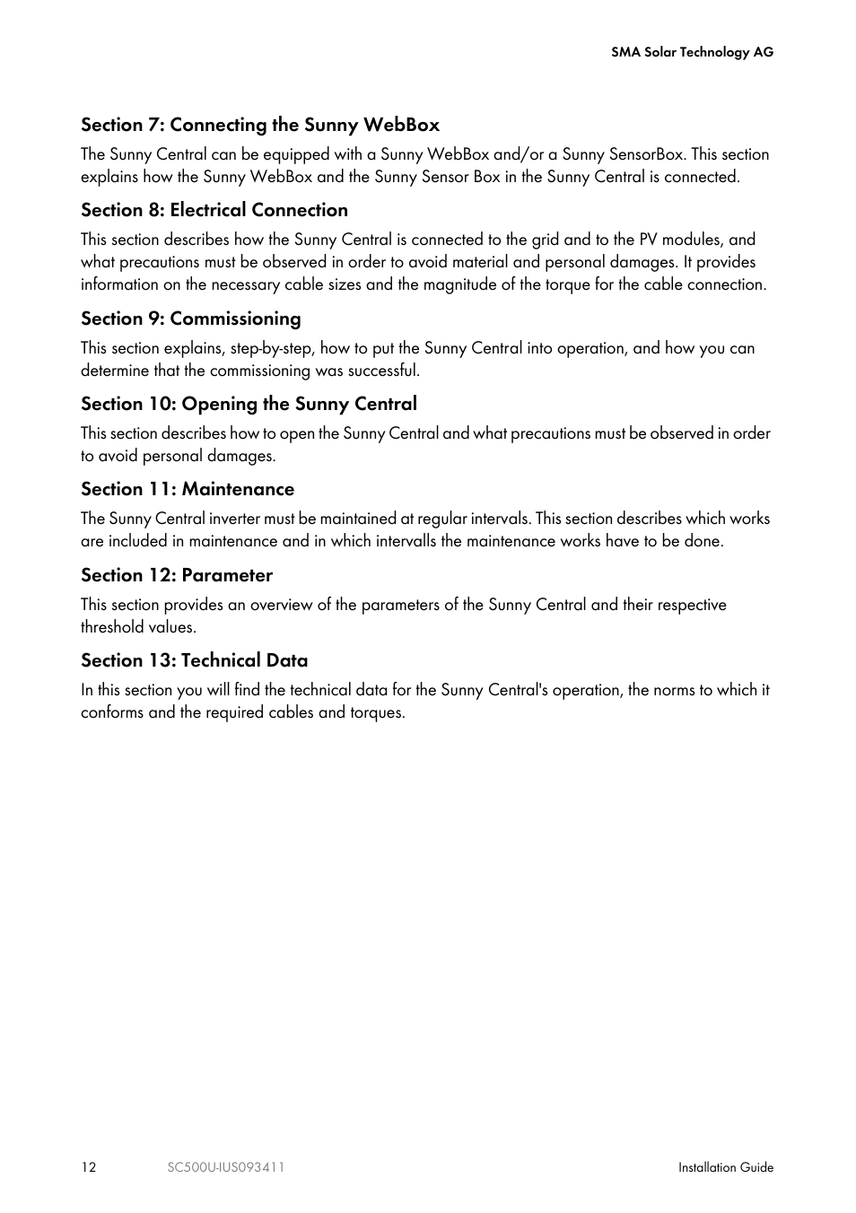 SMA SC 500U Installation User Manual | Page 12 / 76