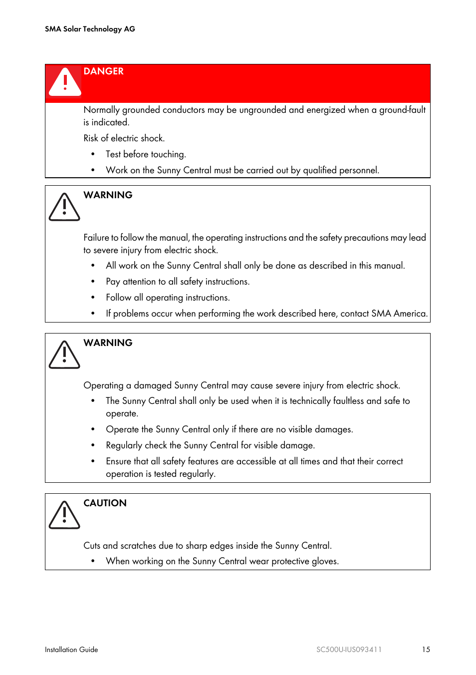 SMA SC 500U Installation User Manual | Page 15 / 76