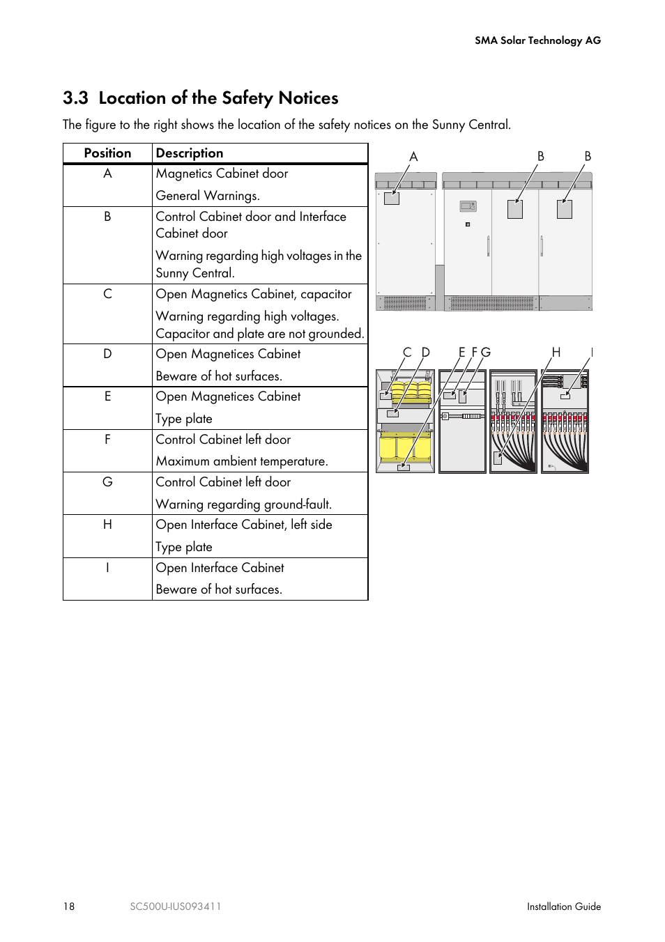 3 location of the safety notices | SMA SC 500U Installation User Manual | Page 18 / 76