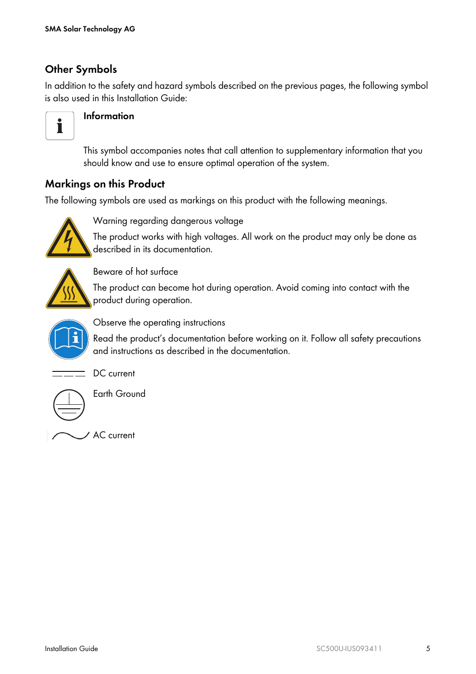 SMA SC 500U Installation User Manual | Page 5 / 76