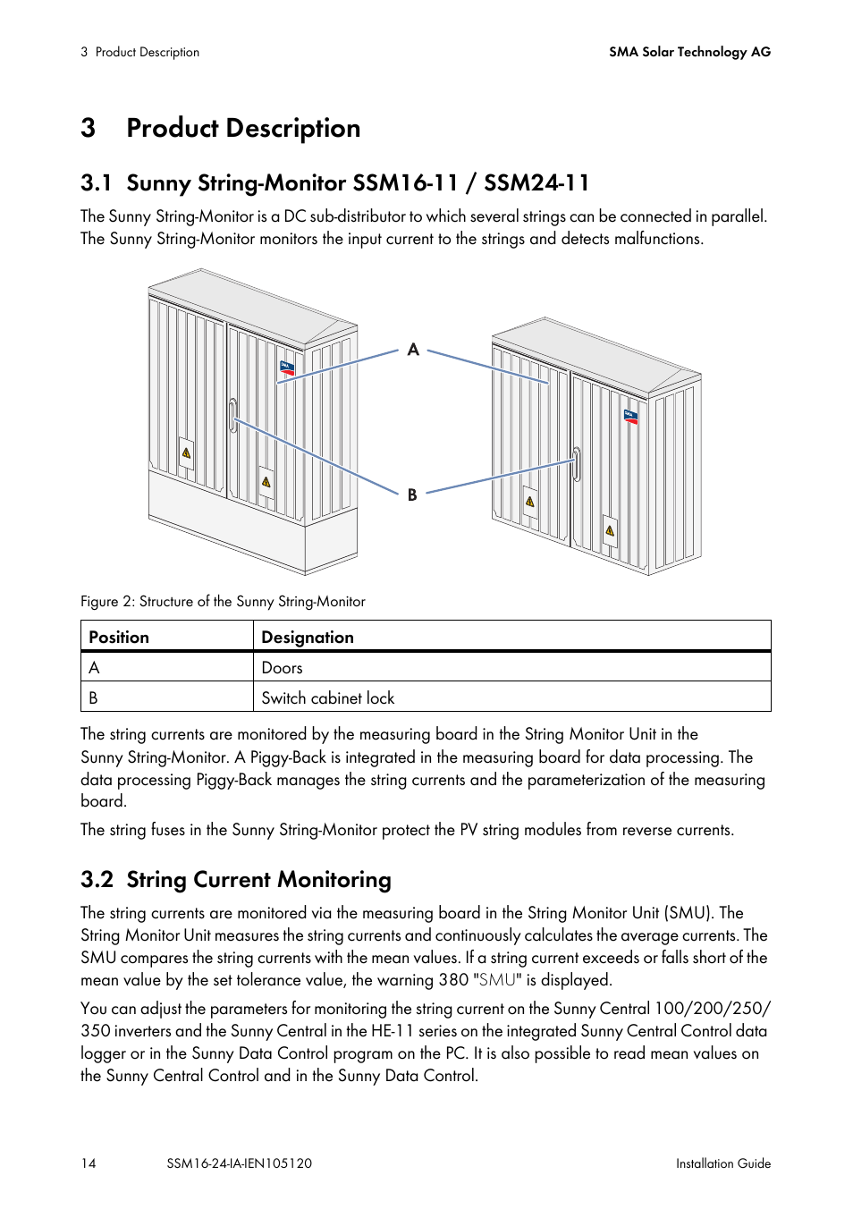 3 product description, 1 sunny string‑monitor ssm16-11 / ssm24-11, 2 string current monitoring | Product description, Sunny string‑monitor ssm16-11 / ssm24-11, String current monitoring | SMA SSM16-11 User Manual | Page 14 / 84