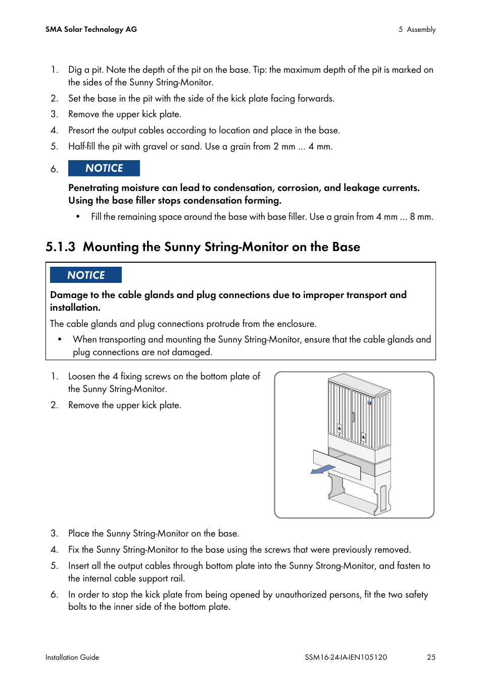 3 mounting the sunny string-monitor on the base, Mounting the sunny string-monitor on the base | SMA SSM16-11 User Manual | Page 25 / 84