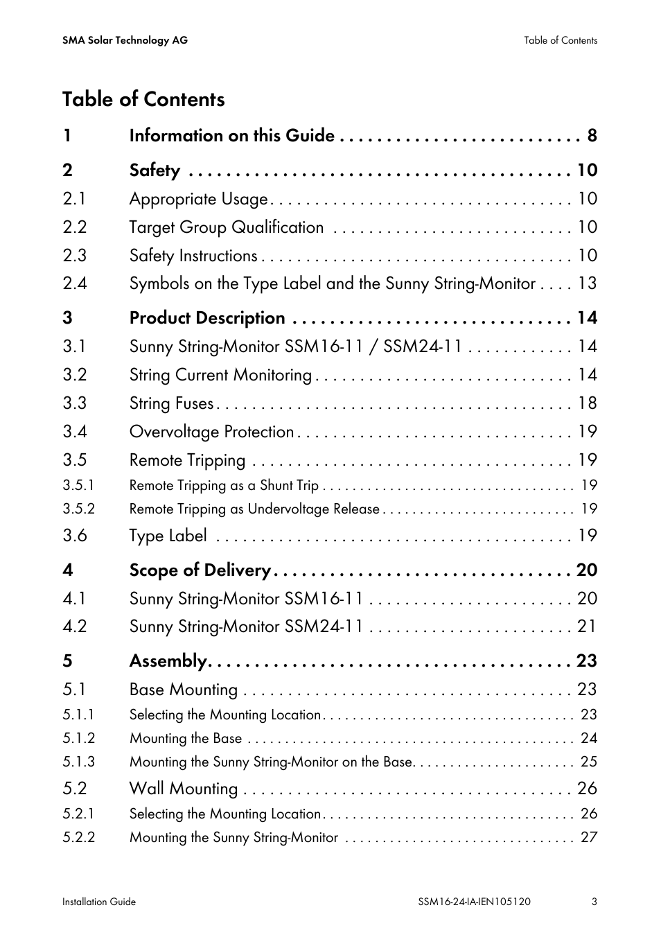 SMA SSM16-11 User Manual | Page 3 / 84