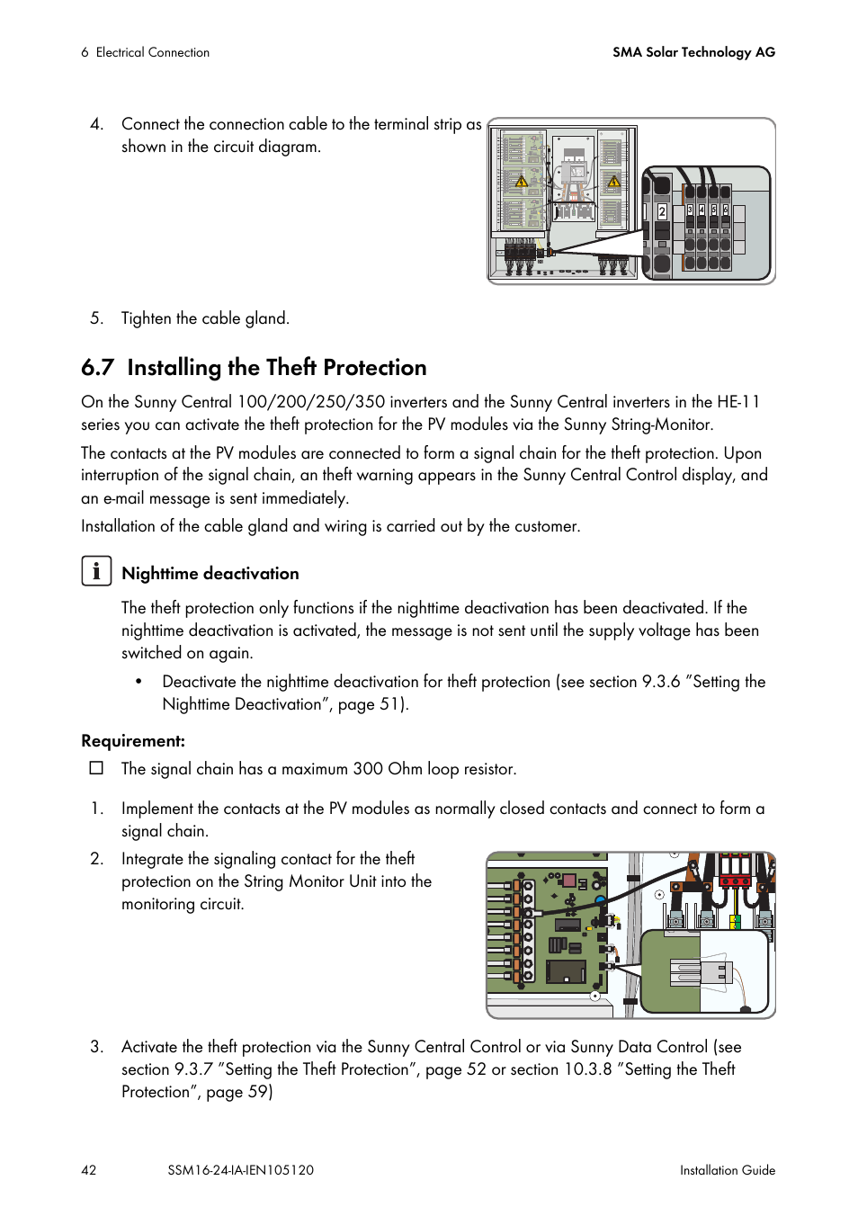 7 installing the theft protection, Installing the theft protection | SMA SSM16-11 User Manual | Page 42 / 84