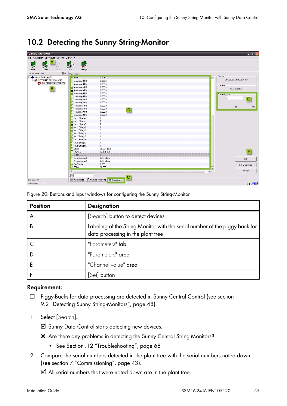 2 detecting the sunny string-monitor, Detecting the sunny string-monitor | SMA SSM16-11 User Manual | Page 55 / 84