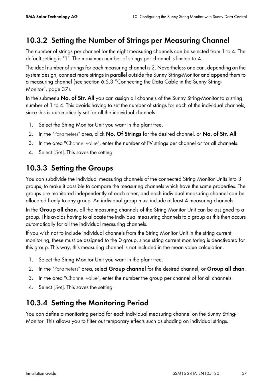 3 setting the groups, 4 setting the monitoring period, Setting the groups | Setting the monitoring period | SMA SSM16-11 User Manual | Page 57 / 84