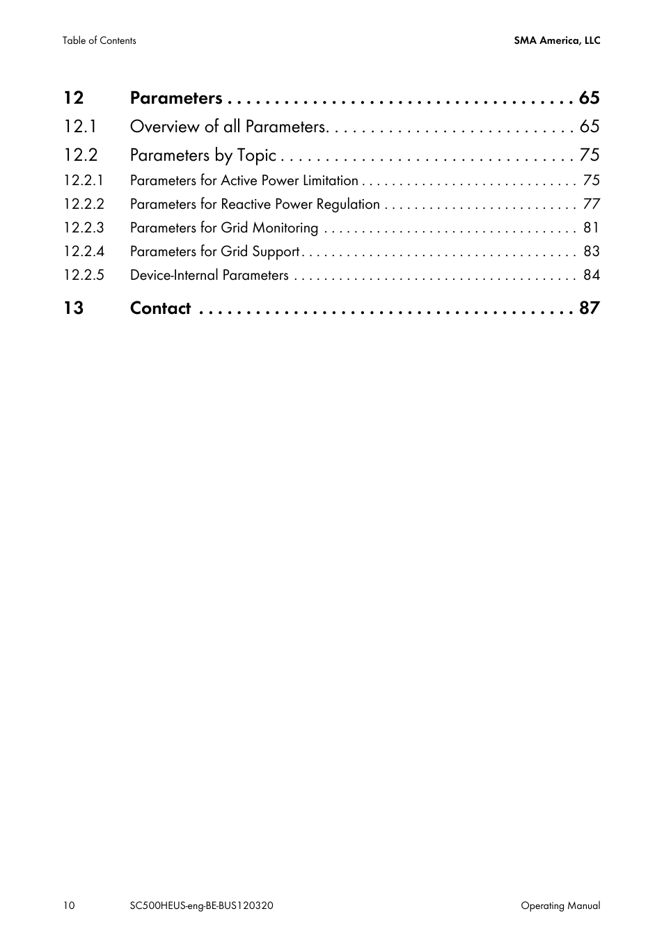 13 contact | SMA SC 500HE-US User Manual | Page 10 / 88