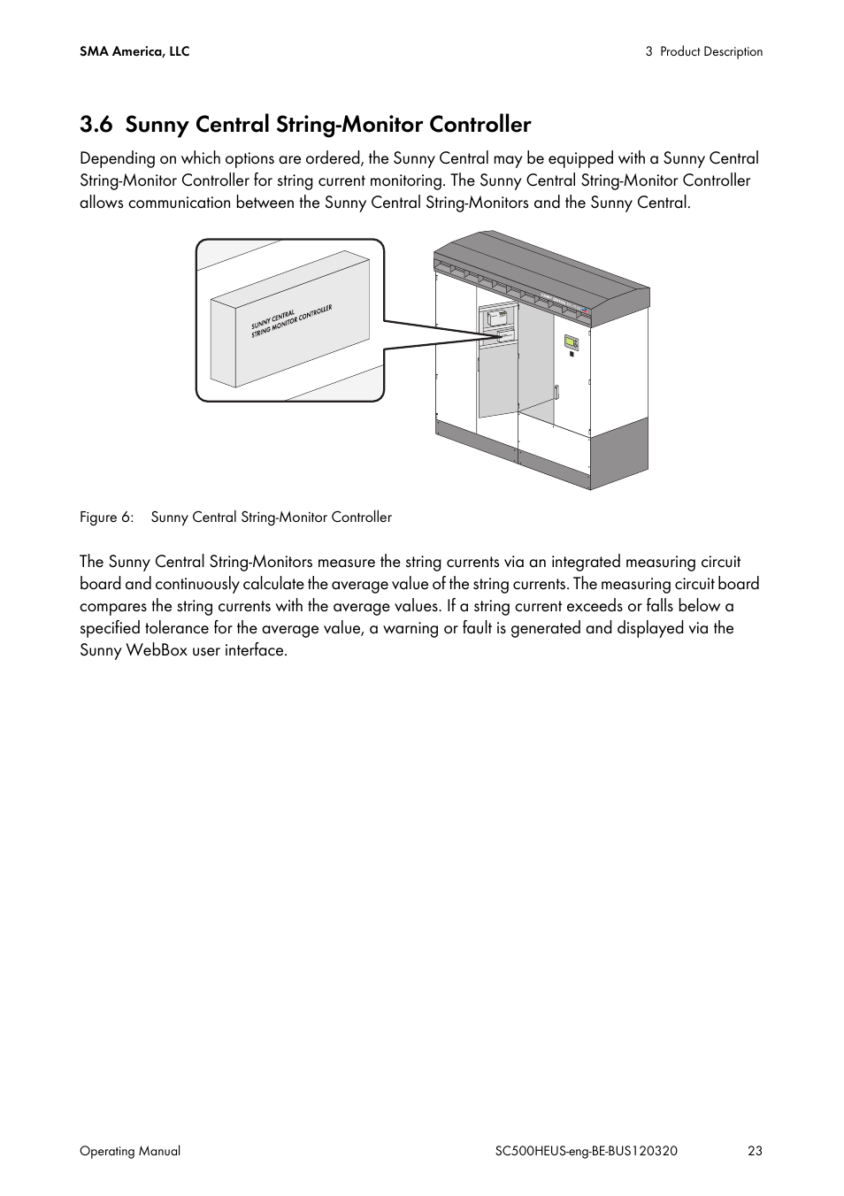 6 sunny central string-monitor controller, Sunny central string-monitor controller | SMA SC 500HE-US User Manual | Page 23 / 88
