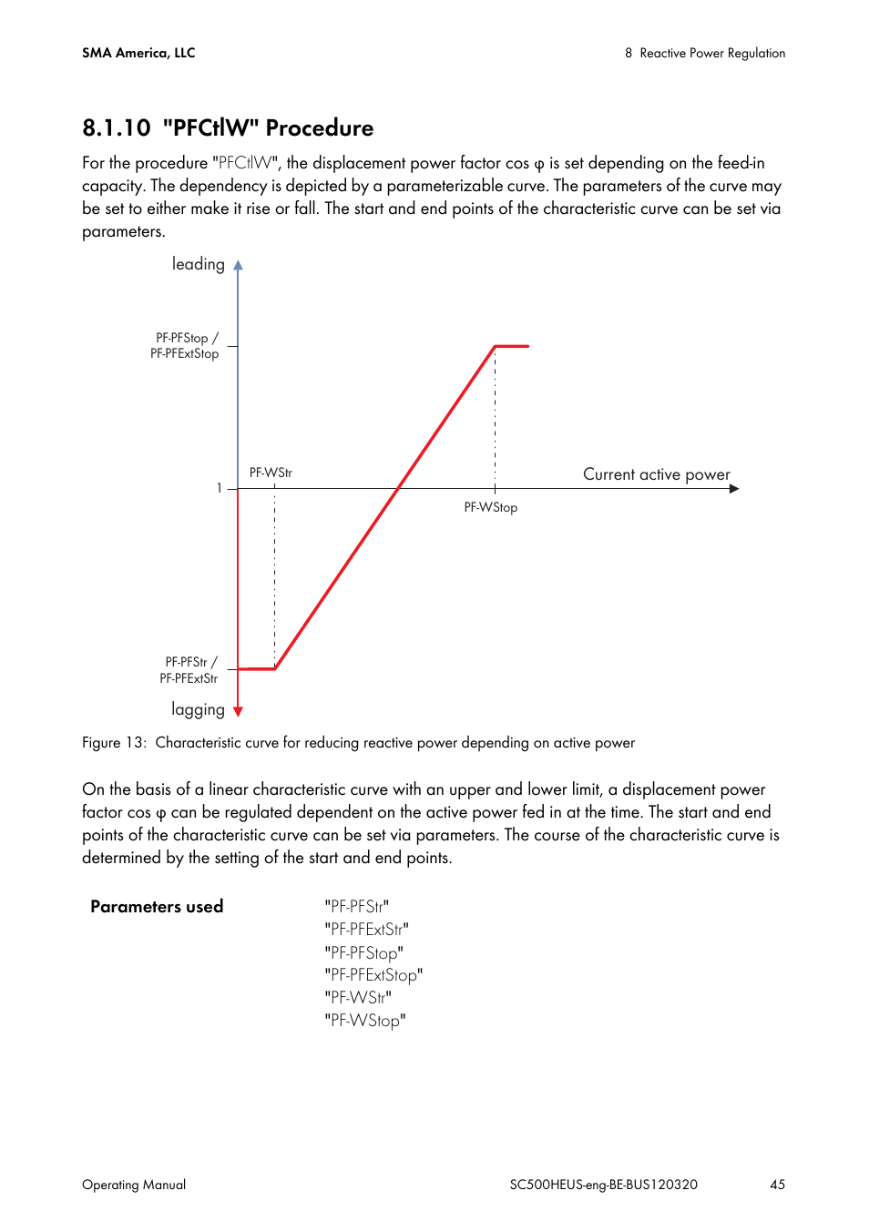 10 "pfctlw" procedure, Pfctlw" procedure | SMA SC 500HE-US User Manual | Page 45 / 88