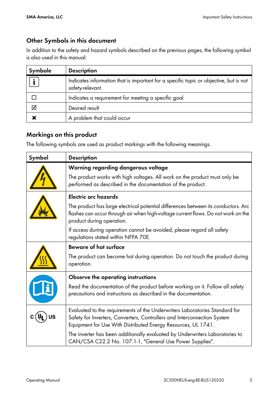 SMA SC 500HE-US User Manual | Page 5 / 88
