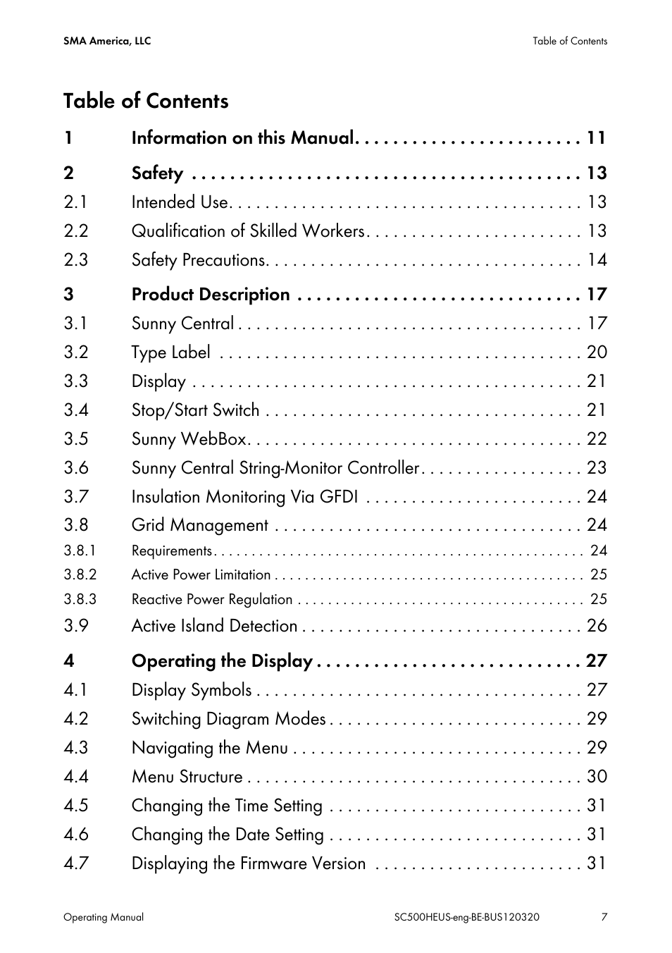 SMA SC 500HE-US User Manual | Page 7 / 88