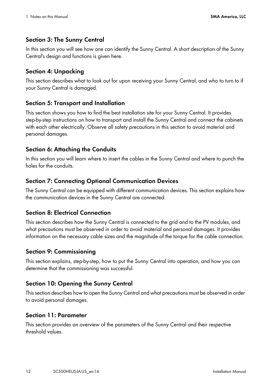 SMA SC 500HE-US Installation User Manual | Page 12 / 88