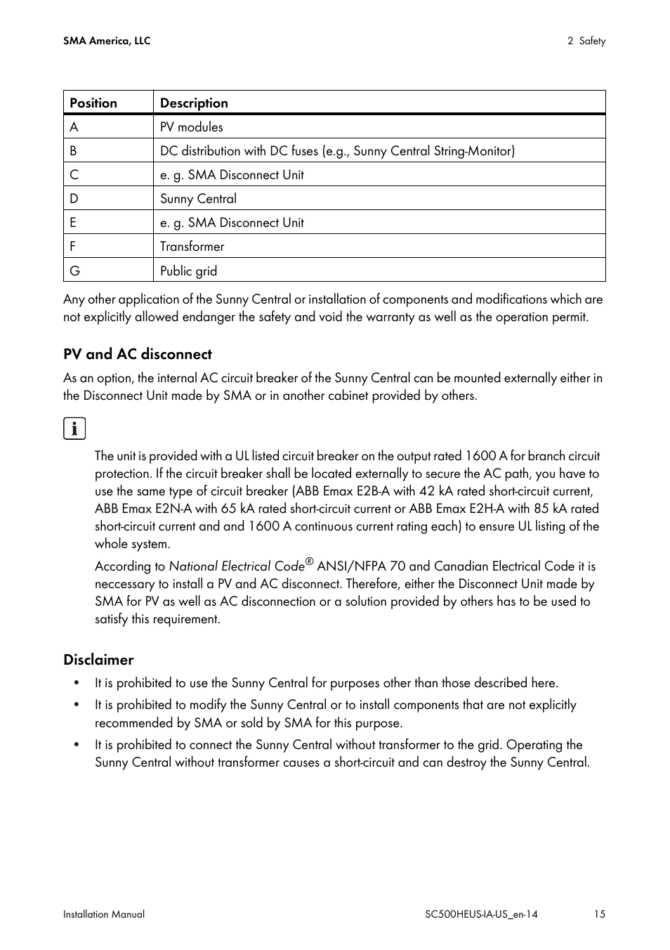 SMA SC 500HE-US Installation User Manual | Page 15 / 88