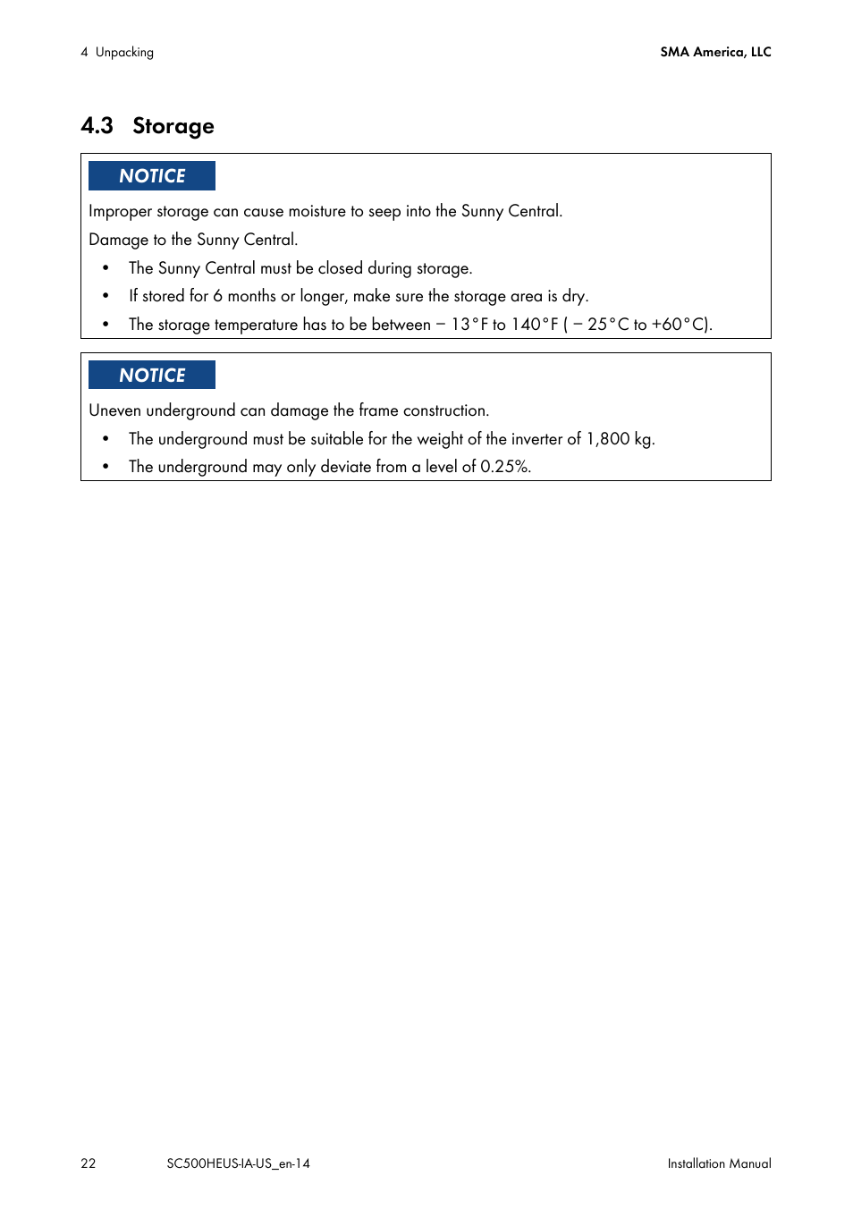 3 storage | SMA SC 500HE-US Installation User Manual | Page 22 / 88