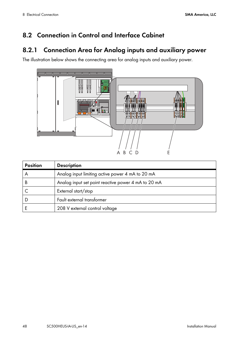 2 connection in control and interface cabinet | SMA SC 500HE-US Installation User Manual | Page 48 / 88