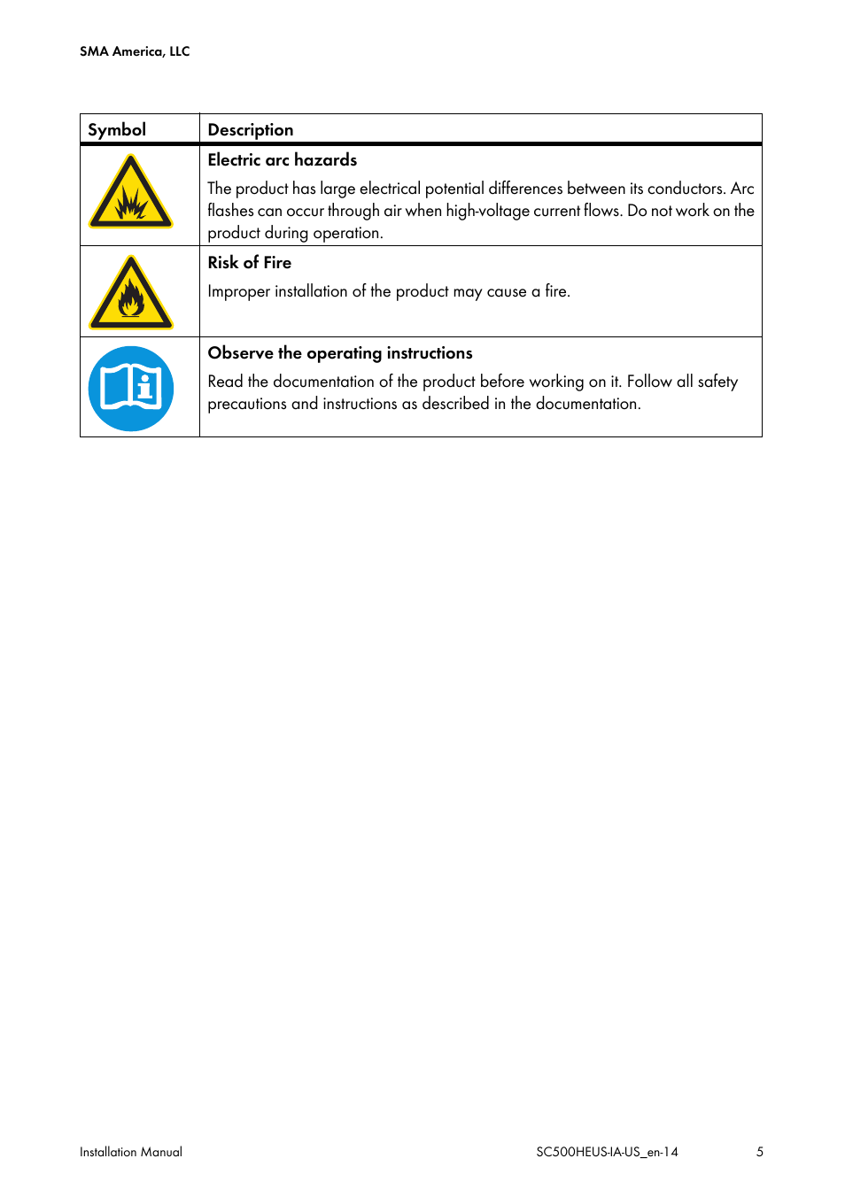SMA SC 500HE-US Installation User Manual | Page 5 / 88