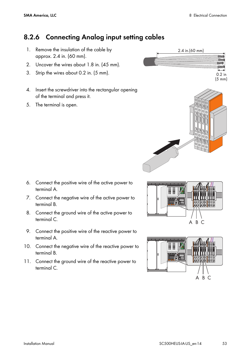 6 connecting analog input setting cables | SMA SC 500HE-US Installation User Manual | Page 53 / 88