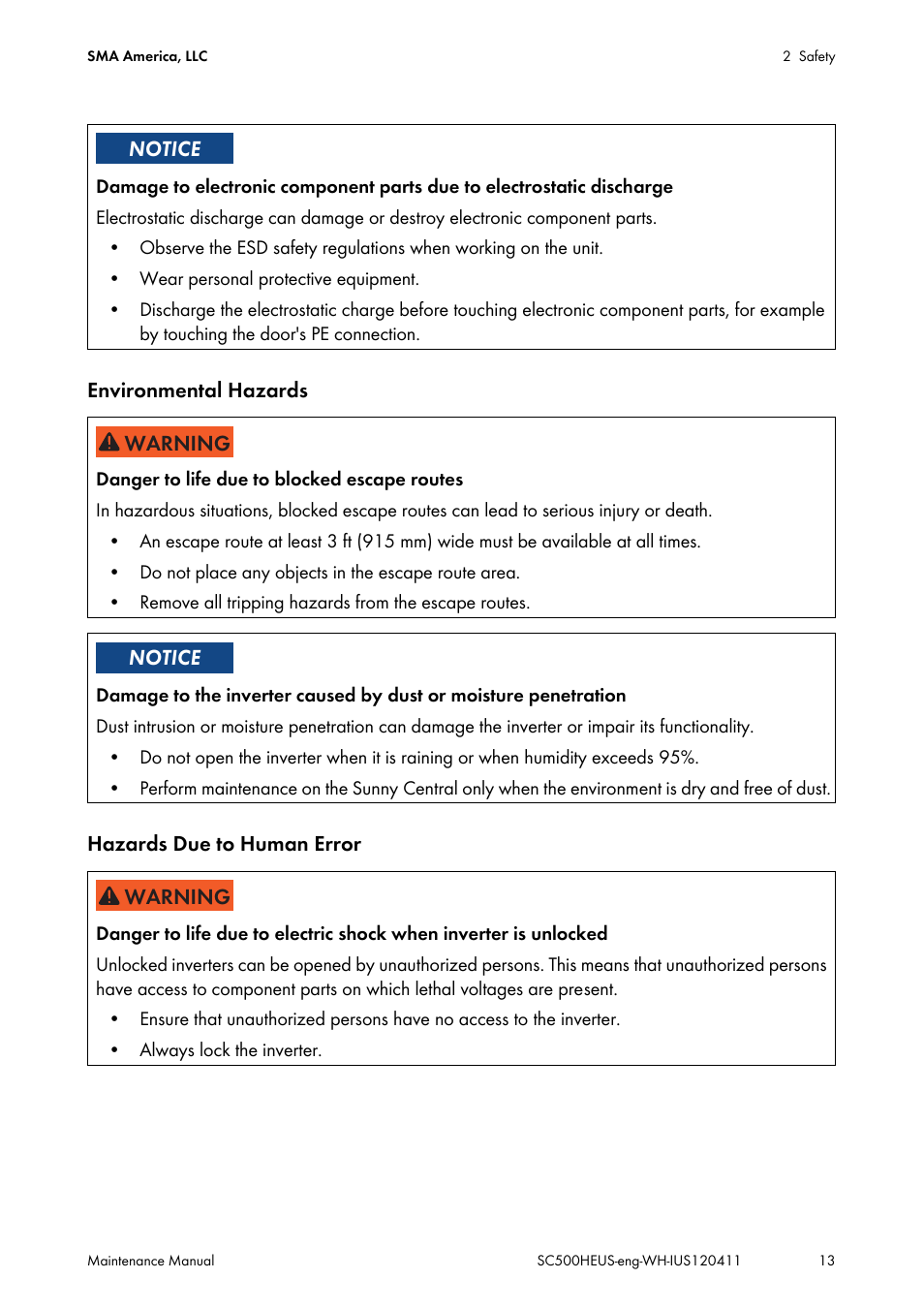SMA SC 500HE-US Maintenance Manual User Manual | Page 13 / 48