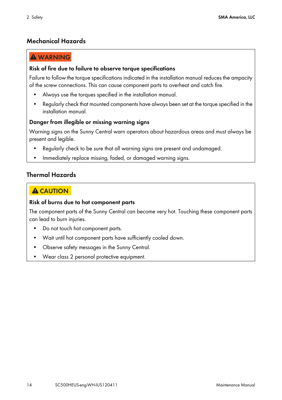 SMA SC 500HE-US Maintenance Manual User Manual | Page 14 / 48