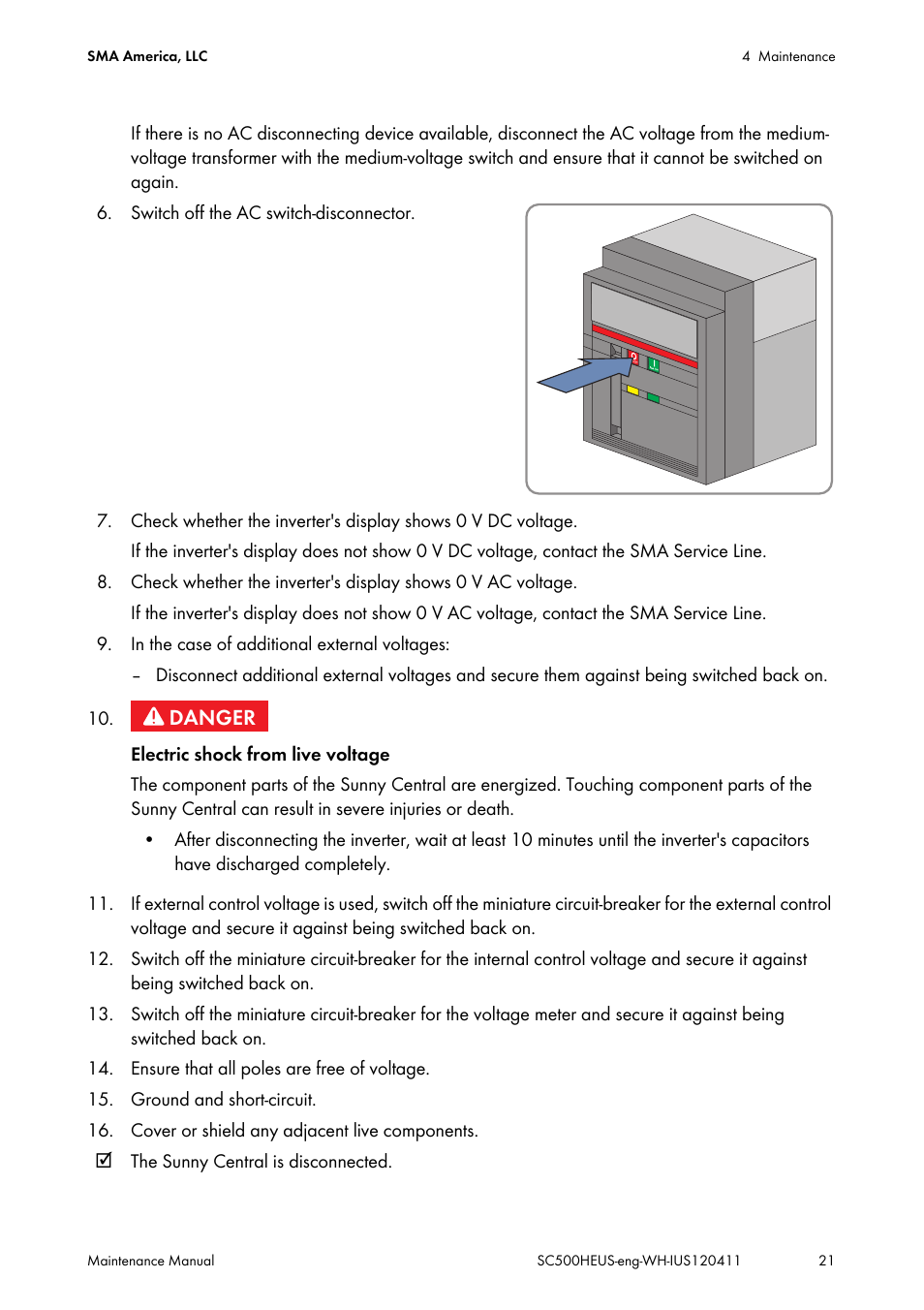 SMA SC 500HE-US Maintenance Manual User Manual | Page 21 / 48