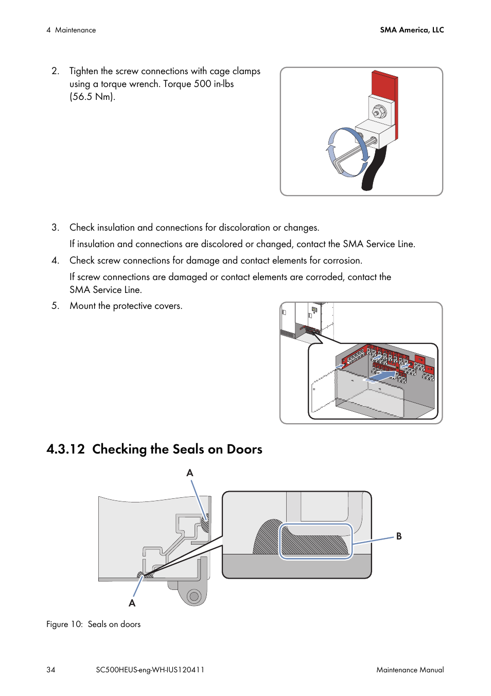 12 checking the seals on doors, Checking the seals on doors | SMA SC 500HE-US Maintenance Manual User Manual | Page 34 / 48