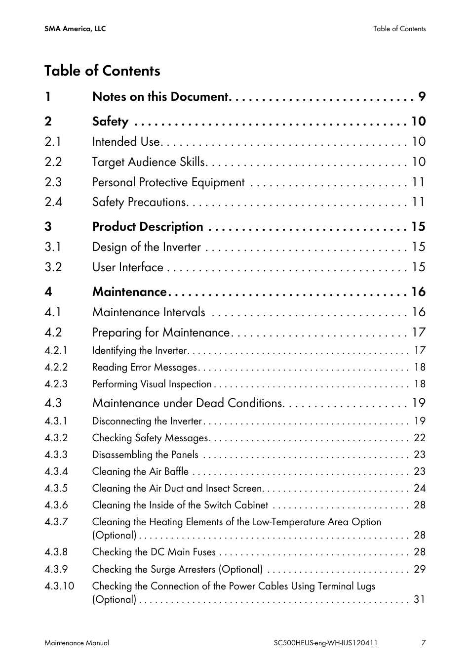 SMA SC 500HE-US Maintenance Manual User Manual | Page 7 / 48