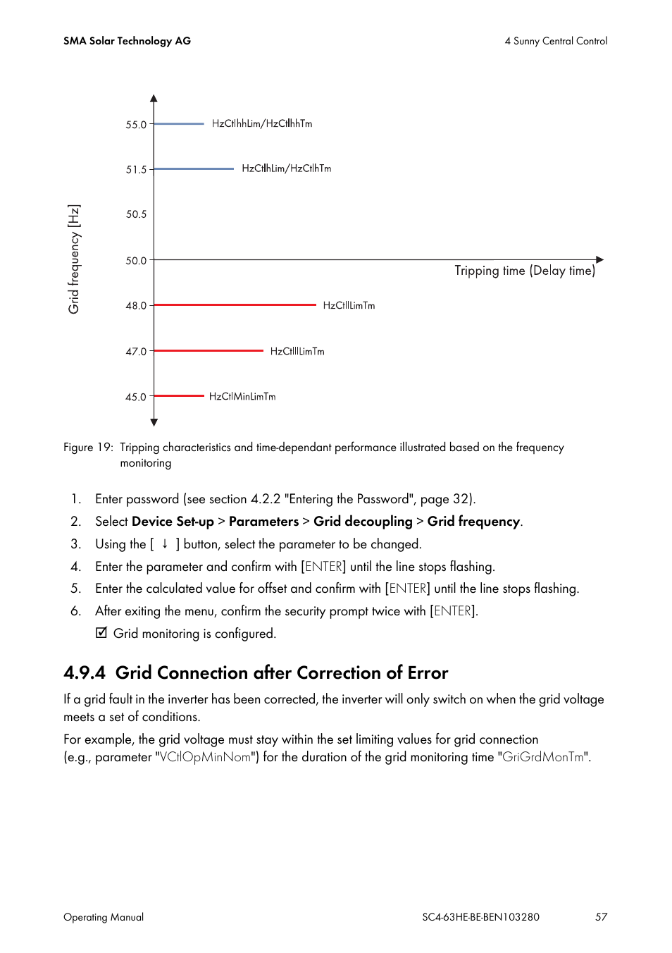 4 grid connection after correction of error, Grid connection after correction of error | SMA SC 400HE User Manual | Page 57 / 104