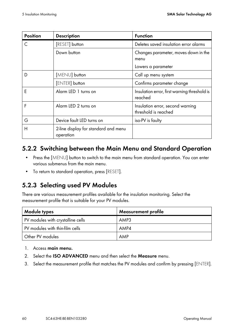 3 selecting used pv modules, Selecting used pv modules | SMA SC 400HE User Manual | Page 60 / 104