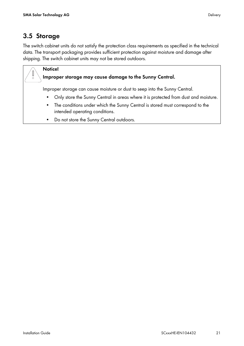 5 storage, Storage | SMA SC 400HE Installation User Manual | Page 21 / 108