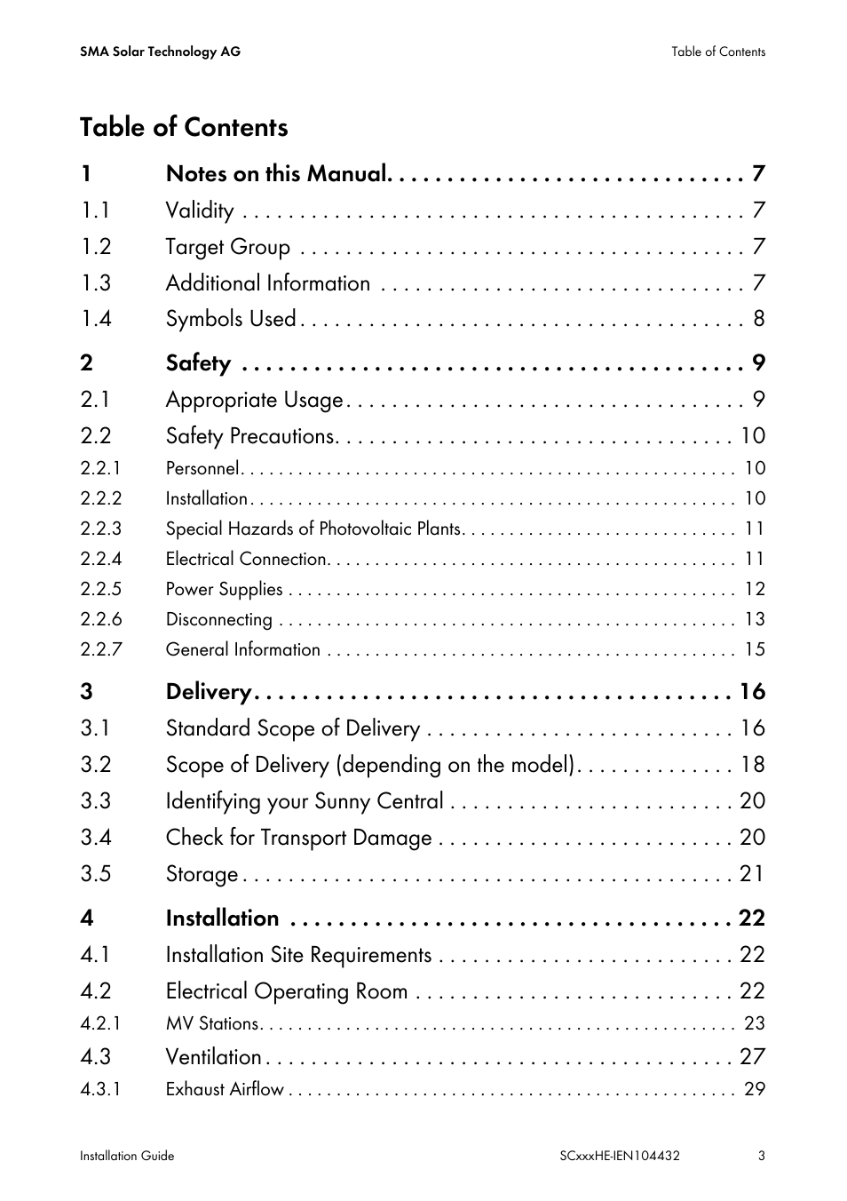 SMA SC 400HE Installation User Manual | Page 3 / 108