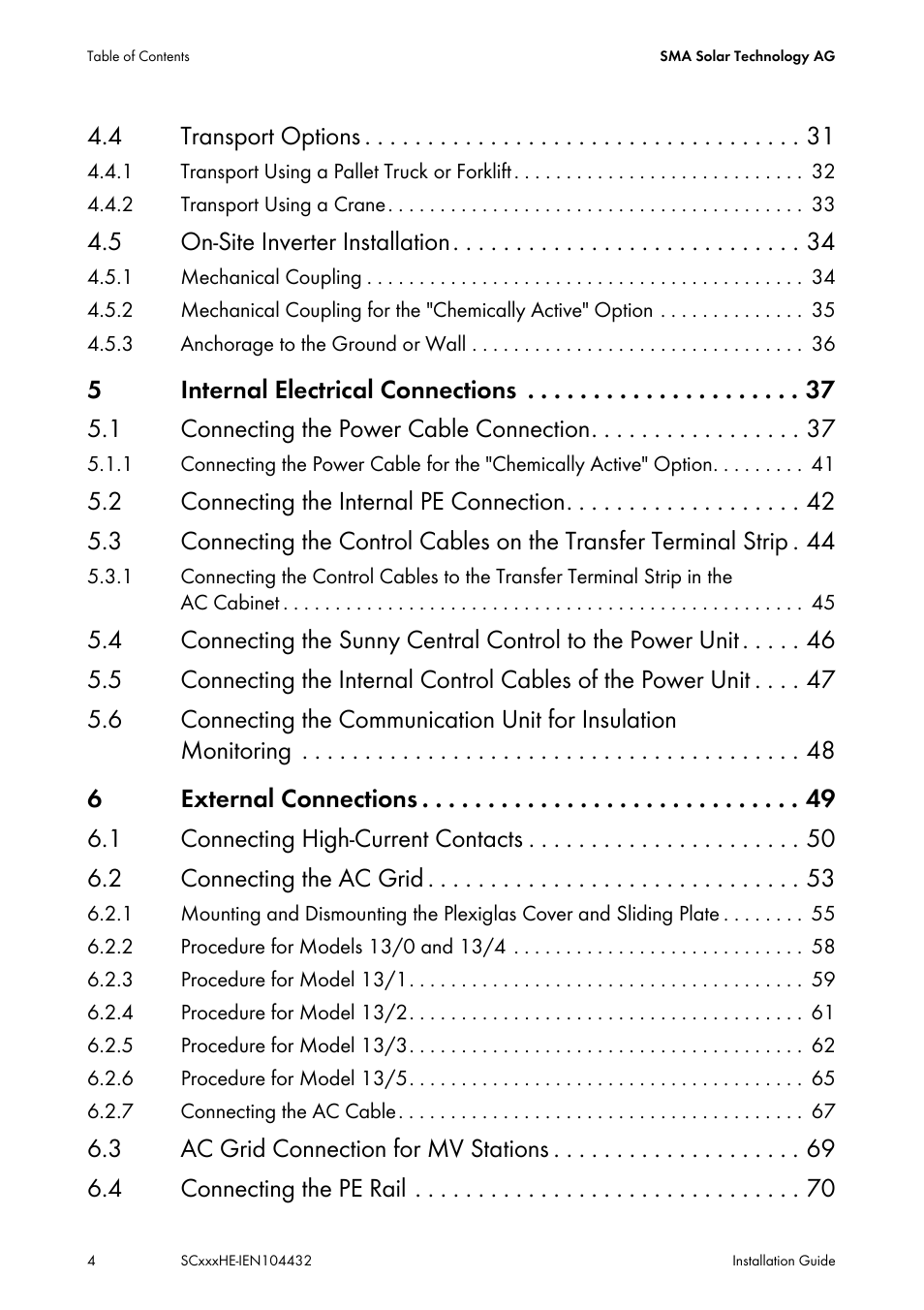 SMA SC 400HE Installation User Manual | Page 4 / 108