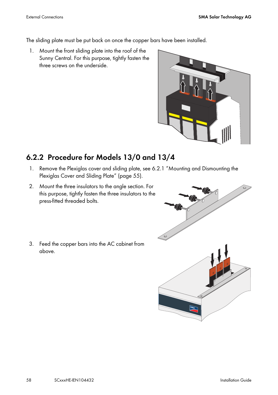 2 procedure for models 13/0 and 13/4, Procedure for models 13/0 and 13/4 | SMA SC 400HE Installation User Manual | Page 58 / 108