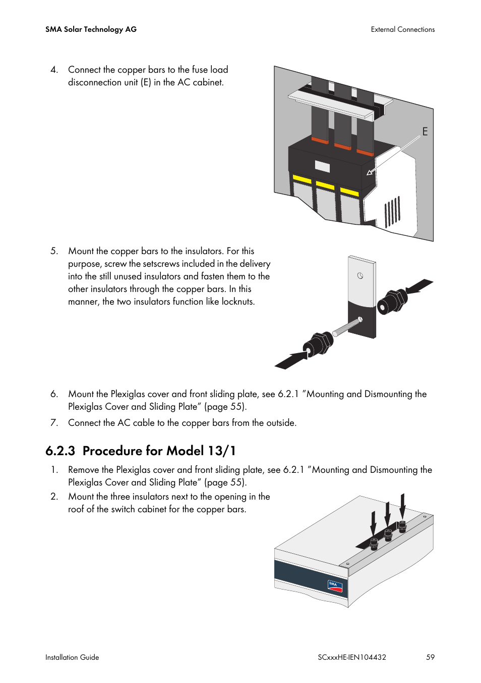 3 procedure for model 13/1, Procedure for model 13/1 | SMA SC 400HE Installation User Manual | Page 59 / 108