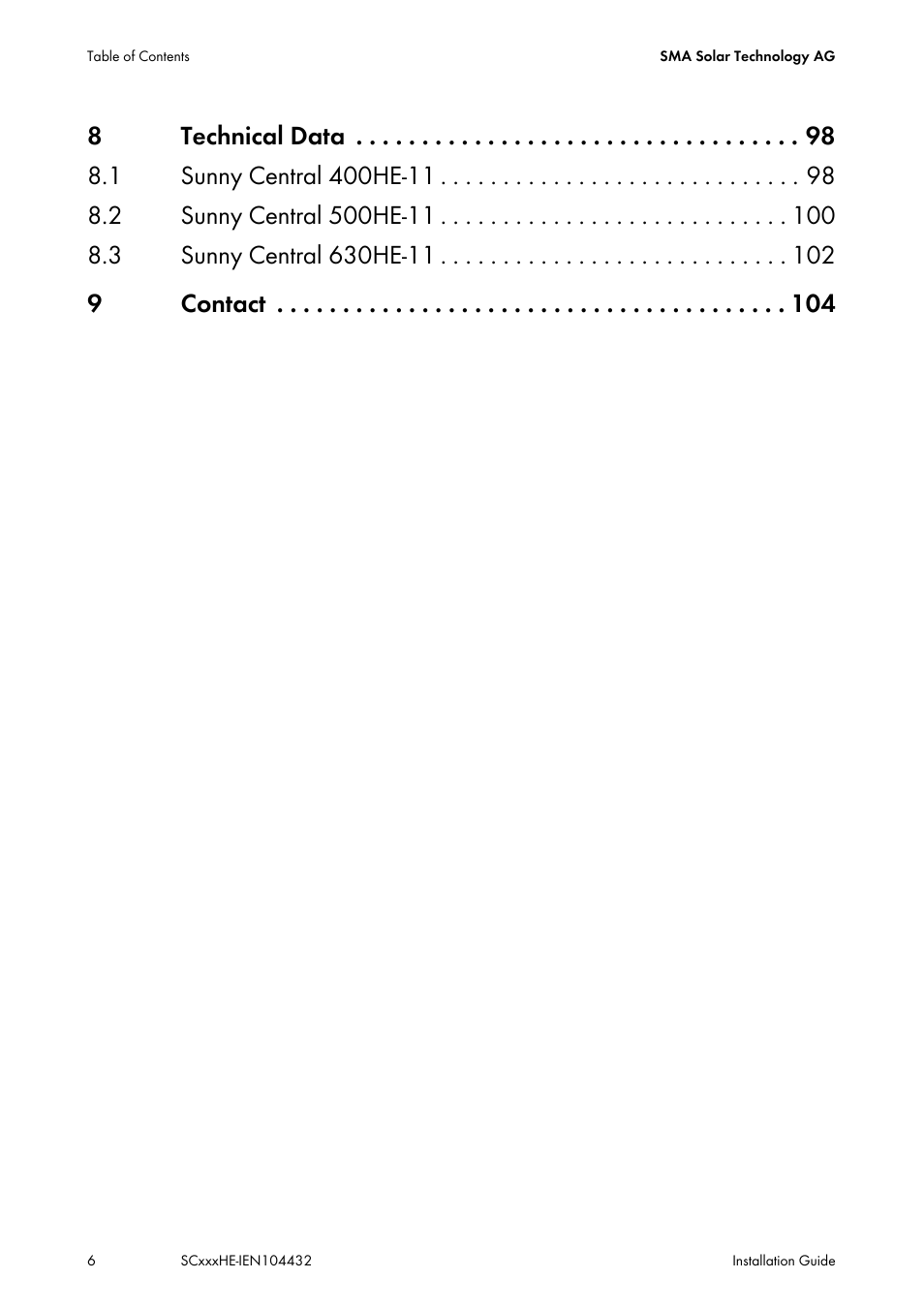 SMA SC 400HE Installation User Manual | Page 6 / 108