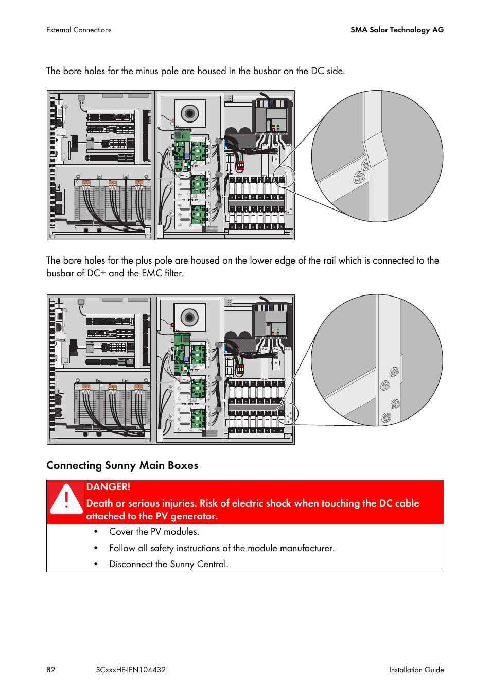 Connecting sunny main boxes | SMA SC 400HE Installation User Manual | Page 82 / 108