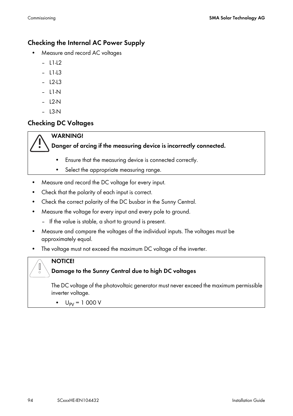 SMA SC 400HE Installation User Manual | Page 94 / 108