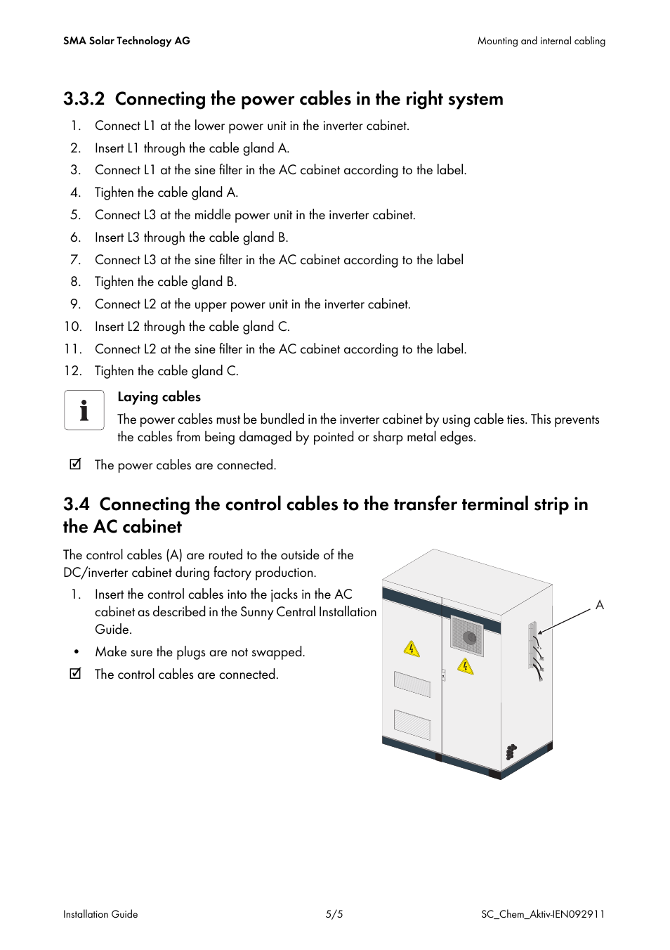 2 connecting the power cables in the right system | SMA SC 630HE-11 User Manual | Page 5 / 5