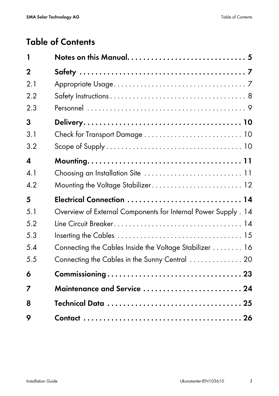 SMA VOLTAGE STABILIZER User Manual | Page 3 / 28