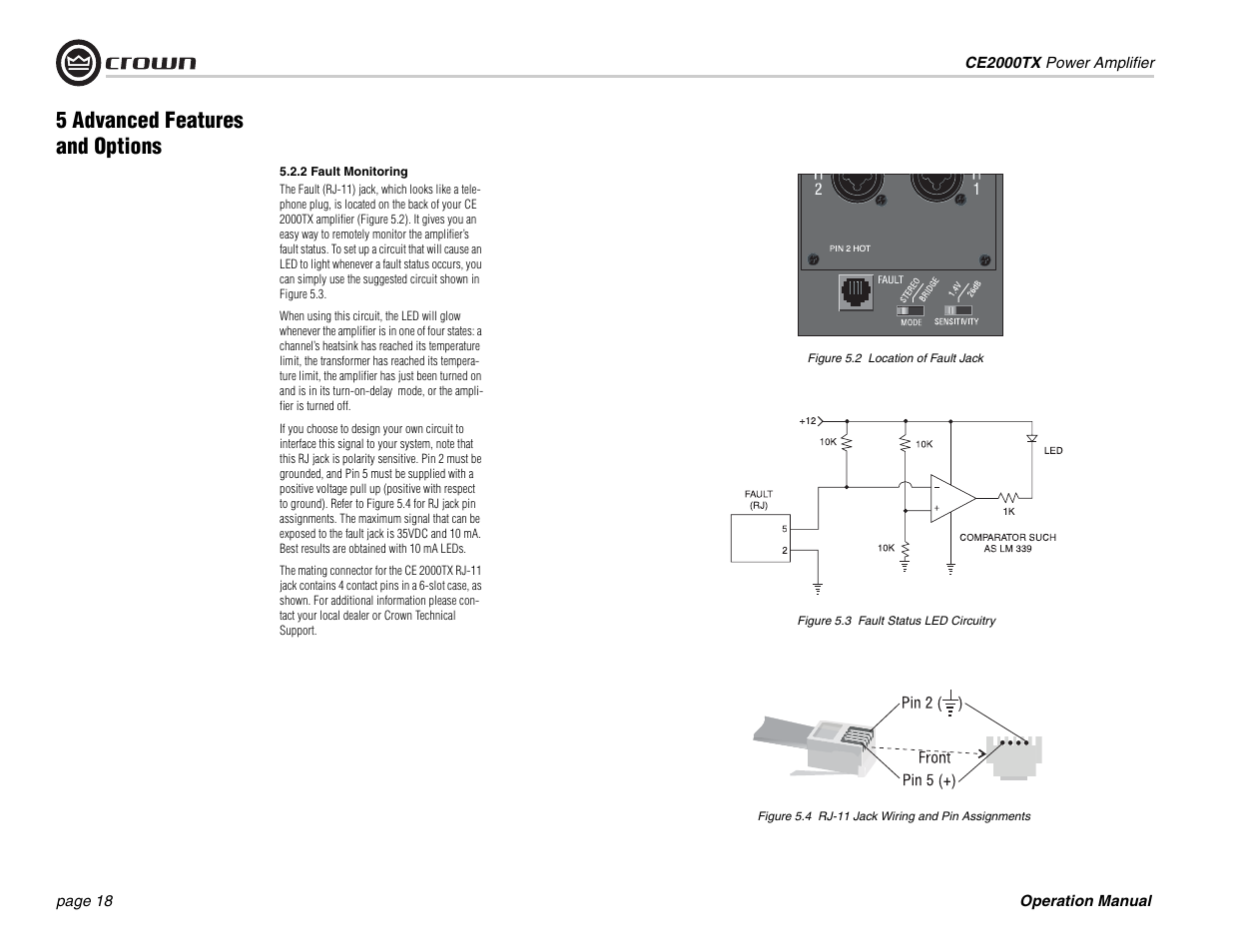 5 advanced features and options | Crown Audio CE2000TX User Manual | Page 18 / 28