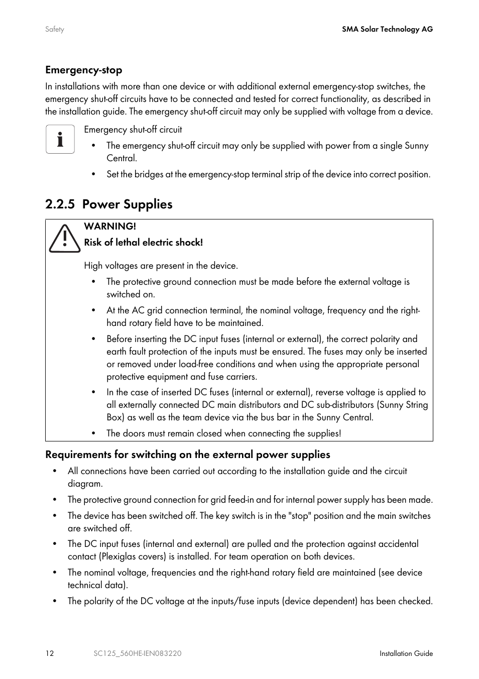 5 power supplies | SMA SC 100LV-560HE User Manual | Page 12 / 92